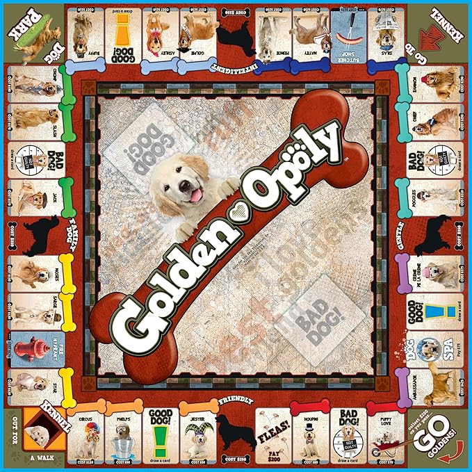 Late for The Sky Golden Retriever-Opoly Dog Board Game Family Strategy Game for 2–6 Players Ages 8+ Opoly-Style Gameplay Gift for Dog Lovers Classic Property Trading Fun