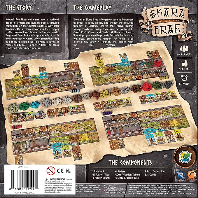 Renegade Game Studios Skara Brae Board Game Resource Management Strategy Develop Village Ages 13+ 1-4 Players