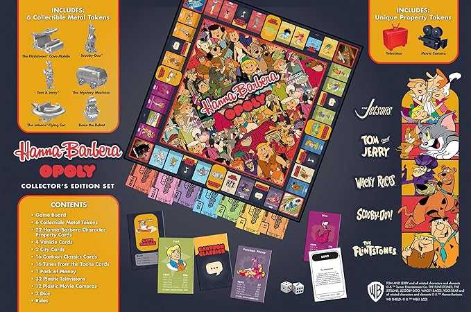 Hanna-Barbera Opoly - Game for All Ages by Masterpieces - Board Games for Families - Opoly Style Cartoon Strategy Board Game