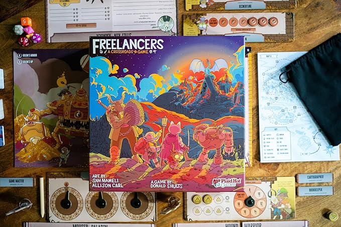 Plaid Hat Games Freelancers Board Game - Dive into a Post-Apocalyptic Gig Economy! Narrative Adventure Game Fantasy RPG Game Ages 14+ 3-7 Players 90 Minute Playtime