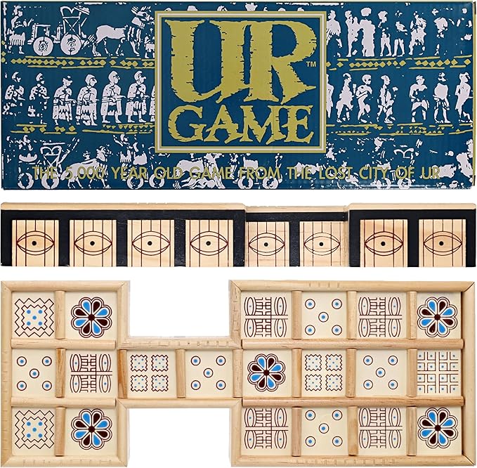WE Games The Royal Game of UR - Wood Board with Storage Drawer | One of The Oldest Strategy Games in The World