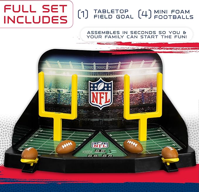 Franklin Sports Mini Football Field Goal Tabletop Game - Flying Field Goal Mini Football for Kids + Adults - Fun Indoor Sports Table Game for All Ages - Tabletop Toy