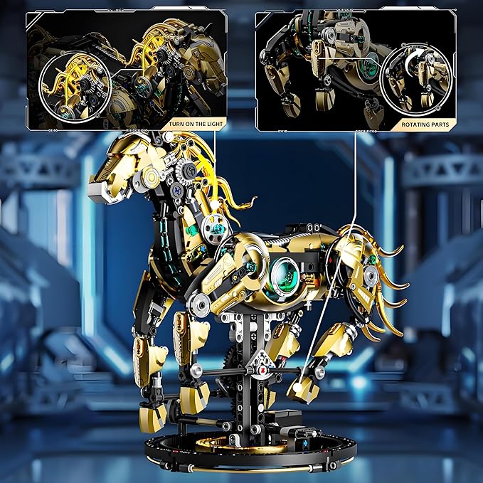 Mechanical Horse Building Block Set Build &amp Pose with Movable Legs – Engaging DIY Model Kit for Kids and Teens