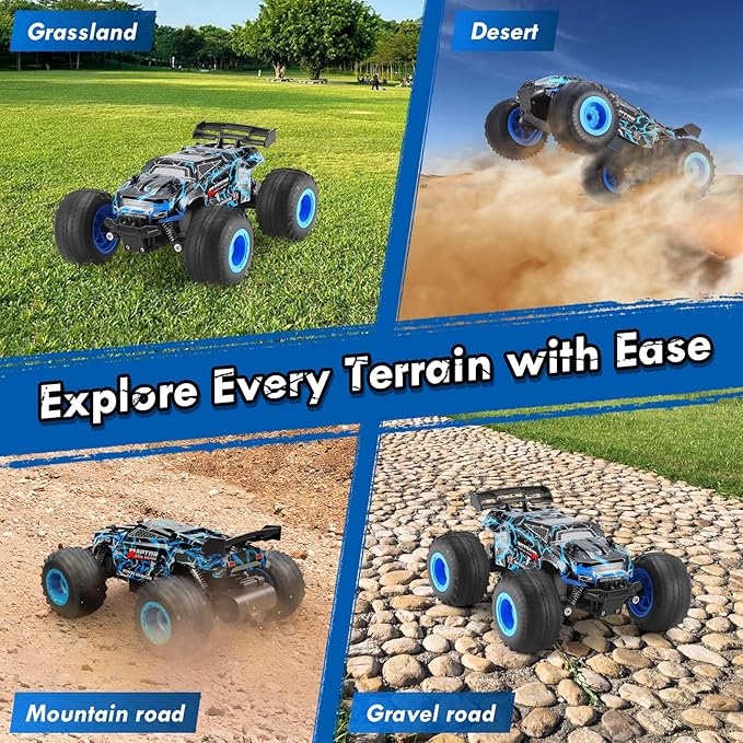 Remote Control Car 1:18 Rc Cars All-Terrain RC Truck with LED Light 20KM/H Rechargeable 2WD 2.4GHz Sturdy PVC Shell Remote Control Truck for Boys 4-7 8-12 Beginner