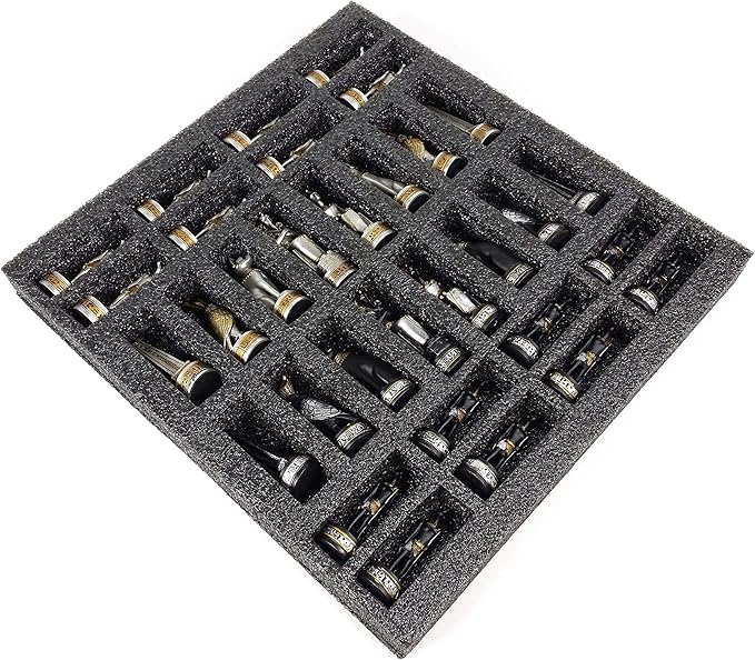 Egyptian Anubis Black and Silver Chess Men Set with Gold Accents - NO Board