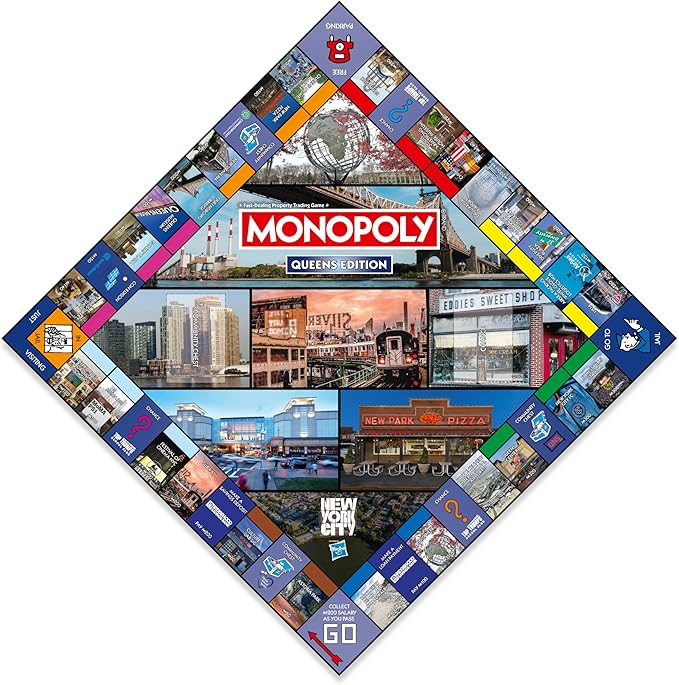 Monopoly Board Game Queens NY Edition : 2-6 Players Family Board Games for Kids and Adults Board Games for Kids 8 and up for Kids and Adults Ideal for Game Night