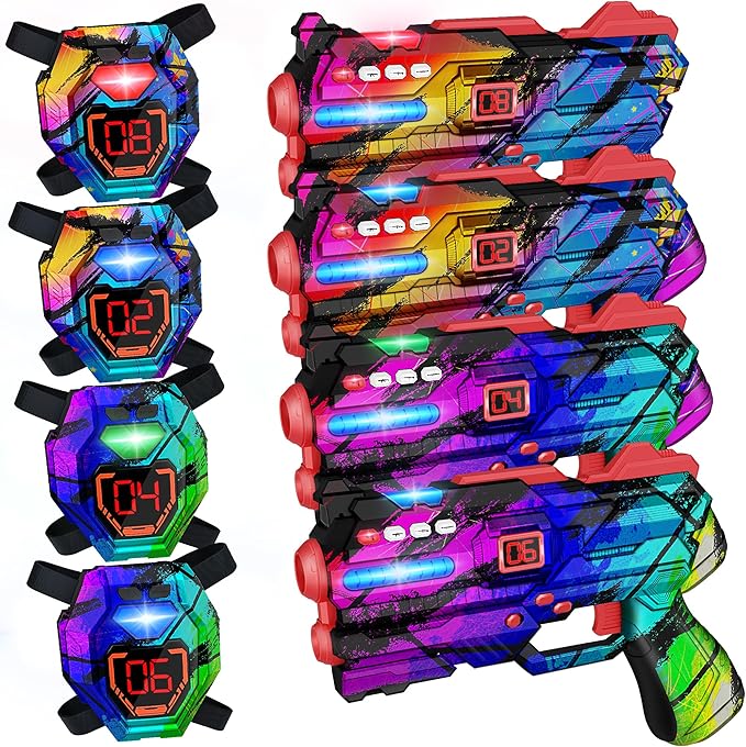 Laser Tag Guns Set of 4 Laser Tag Guns with Digital LED Score Display VestsGifts for Teens and Adults Boys &amp GirlsAdults and Family FunGift for Kids Ages 8 9 10 11 12+Year Old Boy