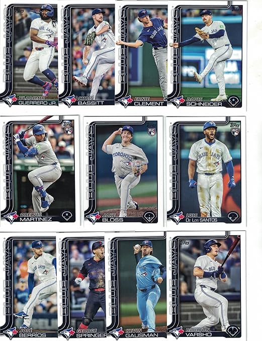 Toronto Blue Jays/Complete 2025 Topps Blue Jays Baseball Card Team Set (Series 1 and 2) with (25) Cards. *Plus Bonus* This listing includes (5) Bonus Blue Jays Baseball Cards!