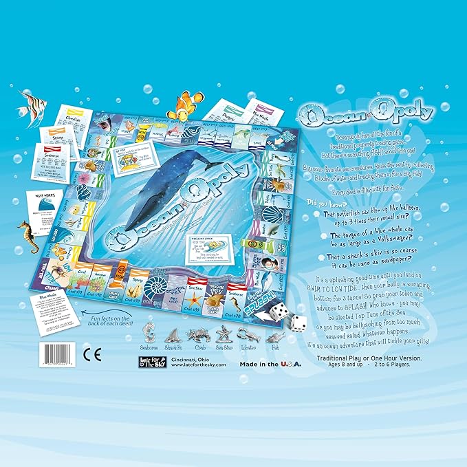 Late for the Sky Ocean-Opoly Board Game – Family Strategy and Educational Marine Life Adventure Property Trading Fun for Kids &amp Adults Ages 8+ 2–6 Players