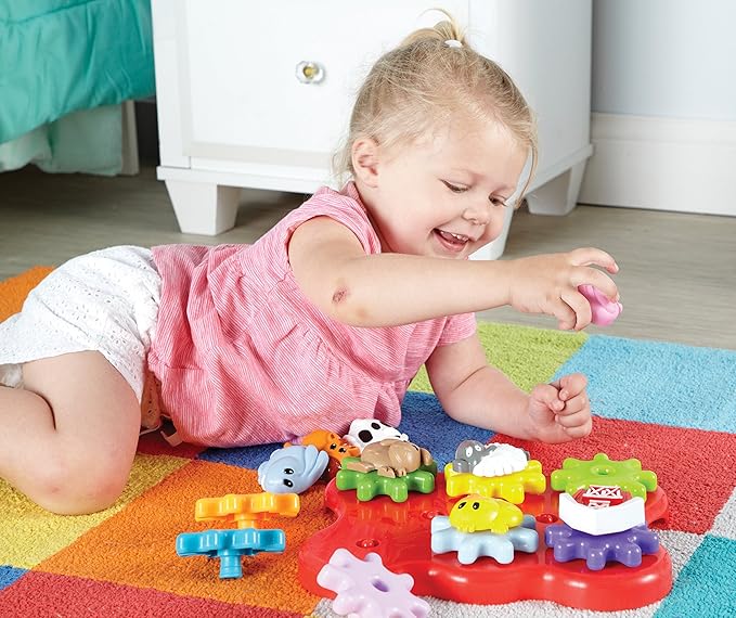 Learning Resources Barnyard Friends Build &amp Spin - Toddler Sensory Toys Montessori Building Set Preschool STEM Busy Board Cogs and Gears for Kids Fine Motor Skills Gifts for Boys and Girls
