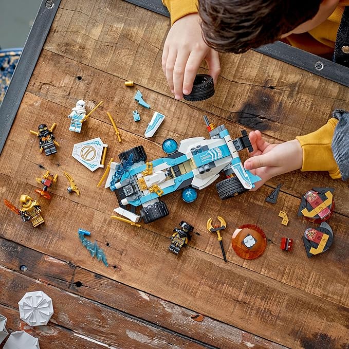 LEGO NINJAGO Zane’s Dragon Power Spinjitzu Race Car 71791 Building Toy Set Features a Ninja Car 2 Hover Flyers Dragon Toy and 4 Minifigures Gift for Kids Aged 7+