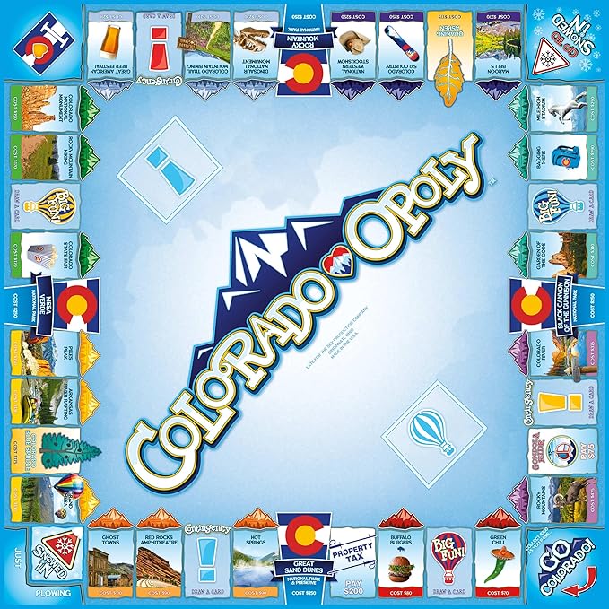 Late for The Sky Colorado-Opoly Board Game – Colorado Travel Family Game Night Property Trading Strategy Fun Made in USA 2-6 Players Ages 8+ Souvenir Gift