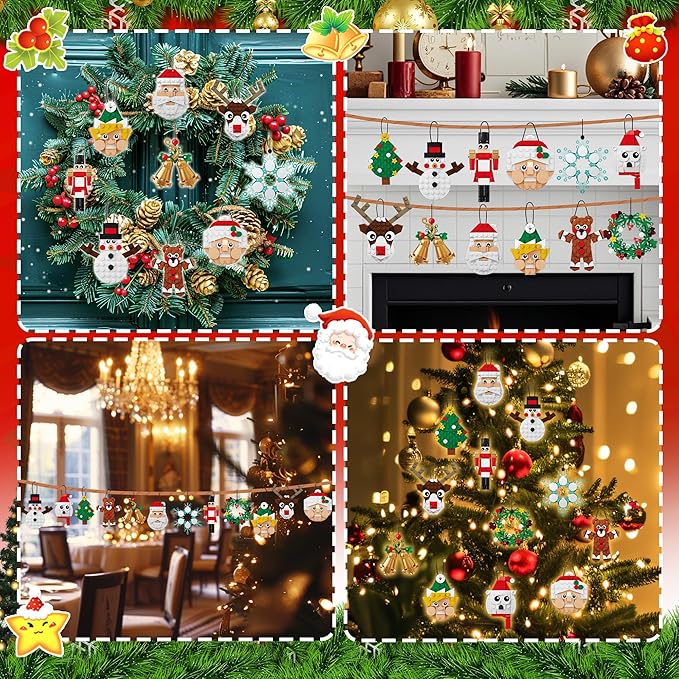 Xalvitra Christmas Ornaments Building Blocks Set Gift for Kids Xmas Party Favors Bricks 12 Pcs Toys Suitable for Home Decorations Goodie Bags Fillers Classroom Prizes for Boys or Girls 6-12