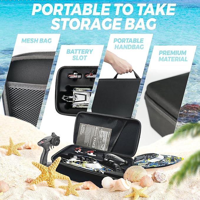 BEZGAR TX123 Remote Control Boats - Fast Speed RC Boat 32+ KPH with A Portable Suitcase for Lakes &amp Pools &amp Salt Water Summer Toys for Adults and Ideal Gifts for Kids Boys Age 6 7 8-12 Years