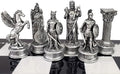 Greek Mythology Olympus Gods Zeus vs Poseidon Set of Chess Men Pieces Bronze and Pewter Color - NO Board