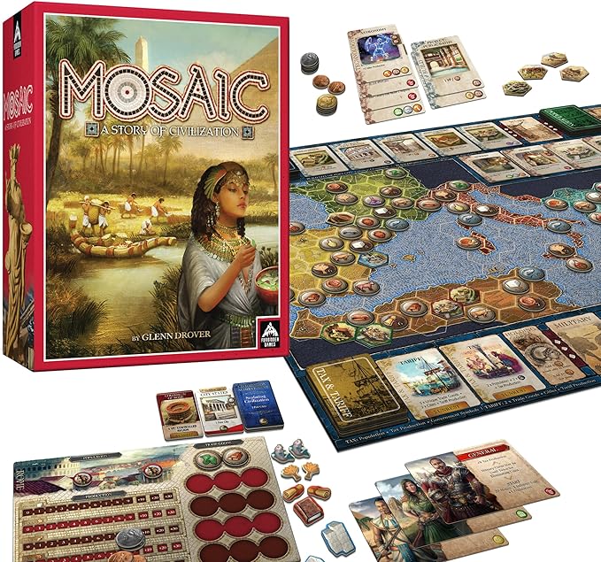 Mosaic: A Story of Civilization - Strategy Board Game for Adults and Family | Fast Fun Action-Selection and Area Control Game | 1-6 Players | Ages 14 and Up | 120 Minutes | by Forbidden Games