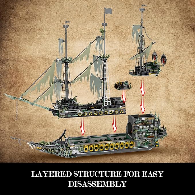 JMBricklayer Pirate Ship Building Set for Adults - Ghost Ship Flying Dutchman Model 5865 Pieces