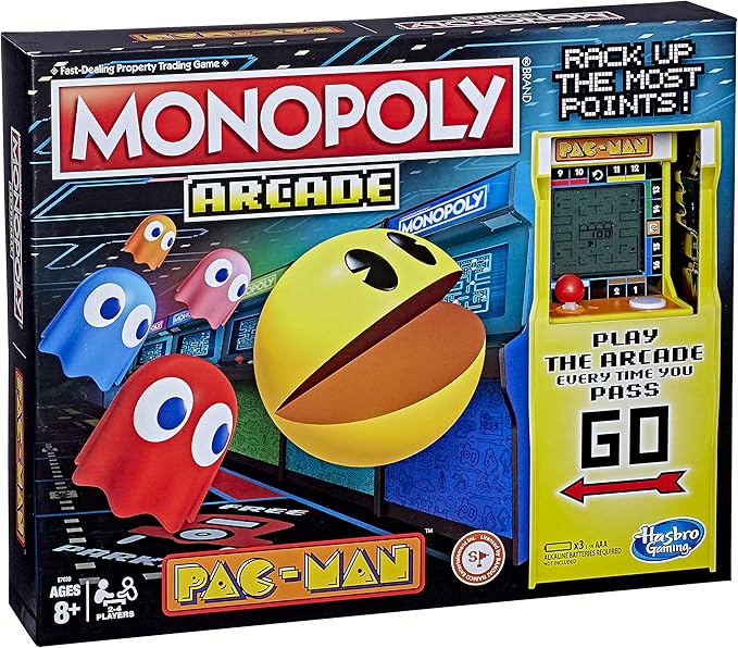 Monopoly Arcade Pac-Man Game Board Game for Kids Ages 8 and Up Includes Banking and Arcade Unit