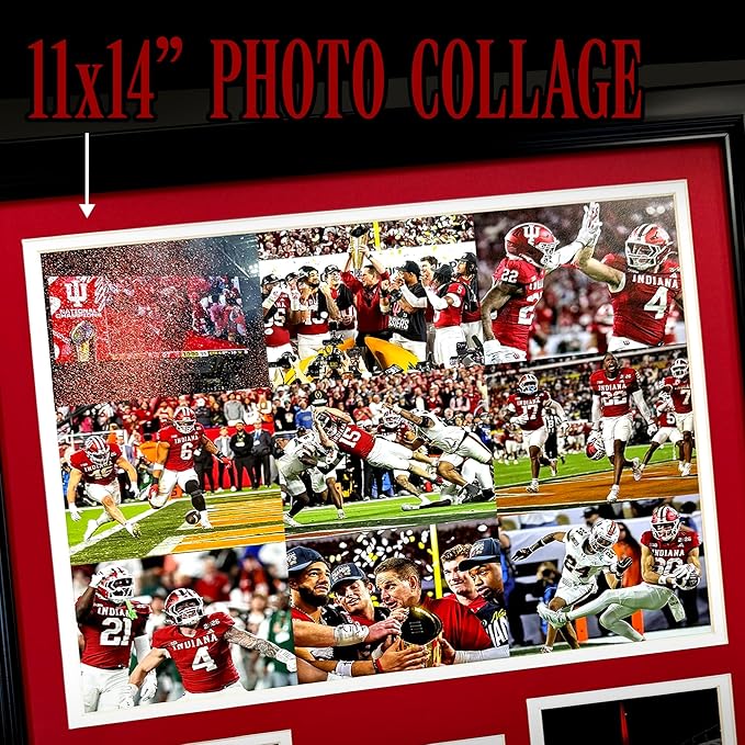 Indiana Hoosiers | 2025 CFP National Champions | Collectible Hoosier Football Memorabilia | Framed Picture &amp Photo Collage Gift Man Cave Wall Art Home &amp Room Decor | 2 Sizes &amp 2 Styles (
