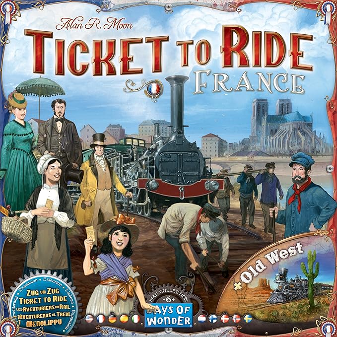 Asmodee Ticket to Ride France + Old West Board Game Expansion - Train Route Strategy Game Fun Family Game for Kids &amp Adults Ages 8+ 2-6 Players 30-60 Minute Playtime