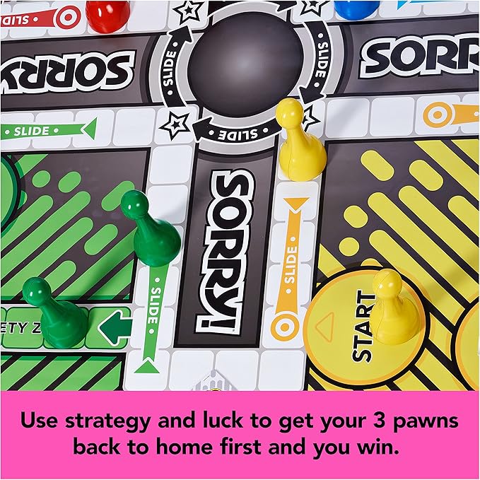 Giant Sorry Classic Family Board Game Indoor Outdoor Retro Party Activity Summer Toy with Oversized Gameboard for Adults and Kids Ages 6 and up
