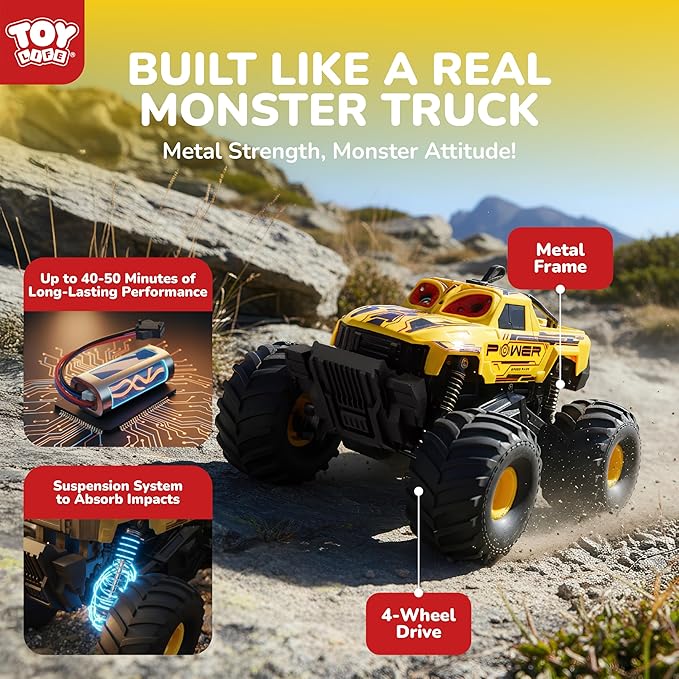 Monster Truck RC Car for Kids 2.4GHz 4WD Off-Road Remote Control Truck with Water Spray Lights &amp Music 360° Rotation Waterproof All-Terrain Car for Boys Ages 6+ Carros De Control Remoto 4x4