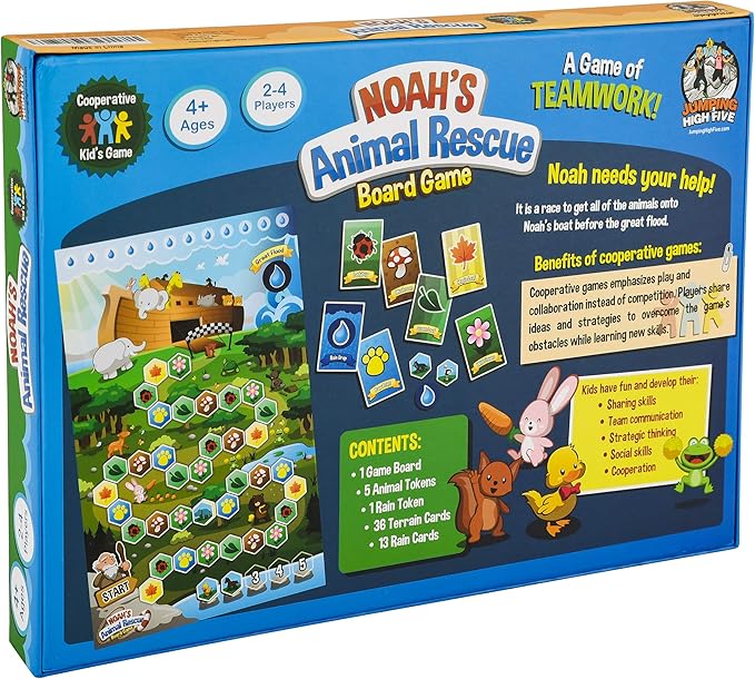 Noah’s Animal Rescue - Cooperative Noah’s Ark Animal Bible Story Board Game for Kids Ages 4+ No Reading Required and Easy to Learn Perfect for Family Game Night