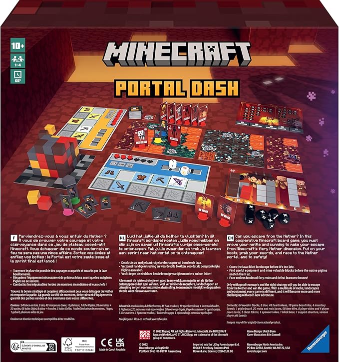 Ravensburger Minecraft: Portal Dash - Engaging Family Board Game for Kids and Adults | Adventure-Packed Gameplay | Ideal Gift for Minecraft Enthusiasts | Suitable for Age 10 and Above