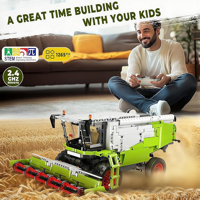Mould King 17014 Wheat Harvester Building Blocks Set Tractor Truck Building Kit with Motor Farm Truck Construction Vehicles Toys DIY Assembly STEM Car Model for Adults (1265 PCS)