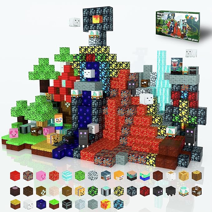 150PCS Magnetic Building Blocks for Kids – 0.8in Strong Magnet Tiles Set Safe STEM Learning Toys for Toddlers &amp Kids Ages 3+ Creative Construction Blocks for Boys &amp Girls