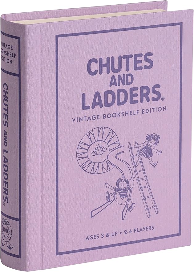 WS Game Company Chutes and Ladders Vintage Bookshelf Edition Decorative Library Case with Slipcover Nostalgic 1979 Design Family Board Games for Collectors &amp Kids Ages 3+