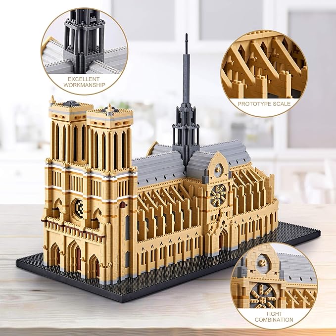 Notre Dame De Paris World Famous Micro Building Blocks Collection Model Architecture Sets for Adults 7380 PCS Ideas DIY Mini Bricks Kit present for Ages 14+