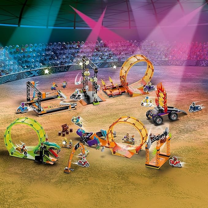 LEGO City Stuntz Smashing Chimpanzee Stunt Loop 60338 with Flywheel Toy Motorcycle Ramp Chimp Prop and 3 Minifigures Gift for Kids Aged 7 Plus