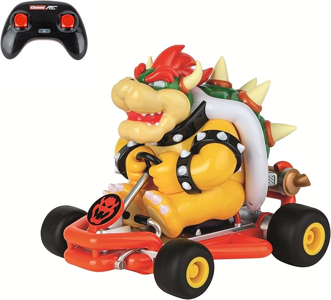 Carrera 200981P RC Official Licensed Mario Kart Pipe Kart Bowser 1:18 Scale 2.4 Ghz Remote Radio Control Car with Rechargeable LiFePO4 Battery - Kids Toys Boys/Girls