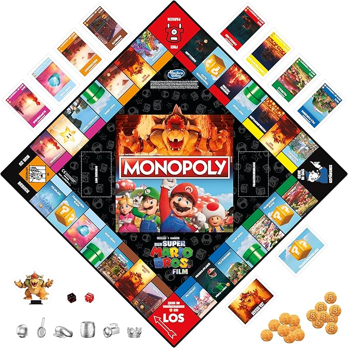 Monopoly Board Game Based on The Super Mario Bros. Movie - Family Game for Super Mario Fans - Includes Bowser Token - for 2 to 6 Players - Age: From 8 Years Old