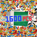 1600 PCS Building Bricks Set Classic Bulk Building Blocks Compatible with All Major Brands Includes 3 Baseplates 53 Wheels Doors Windows Accessories Creative STEM Construction Toy Gift for Kids