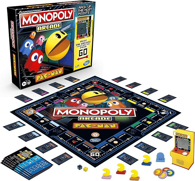 Monopoly Arcade Pac-Man Game Board Game for Kids Ages 8 and Up Includes Banking and Arcade Unit