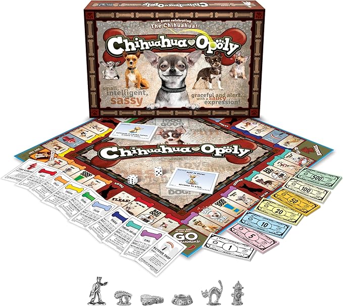 Late for The Sky Chihuahua-Opoly Board Game – Family Strategy Fun for 2–6 Players Ages 8+ | Dog Lover Theme Opoly-Style Property Trading Traditional or One-Hour Play
