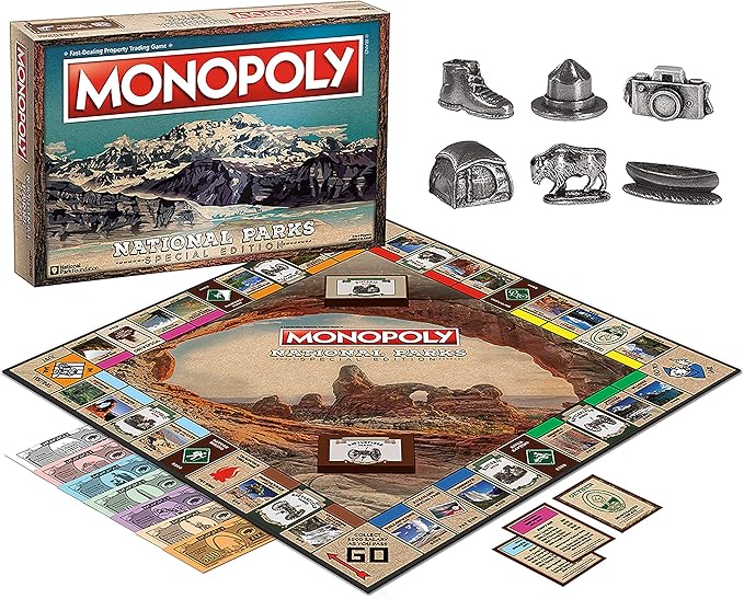Monopoly National Parks 2020 Edition | Featuring Over 60 National Parks from Across The United States | Iconic Locations Such as Yellowstone Yosemite Grand Canyon and More | Licensed Monopoly Game