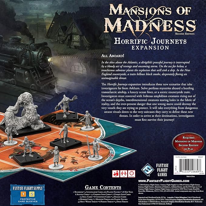Mansions of Madness Horrific Journeys Expansion - Set Sail for Unimaginable Terror! Cooperative Mystery Game Ages 14+ 1-5 Players 2-3 Hour Playtime Made by Fantasy Flight Games