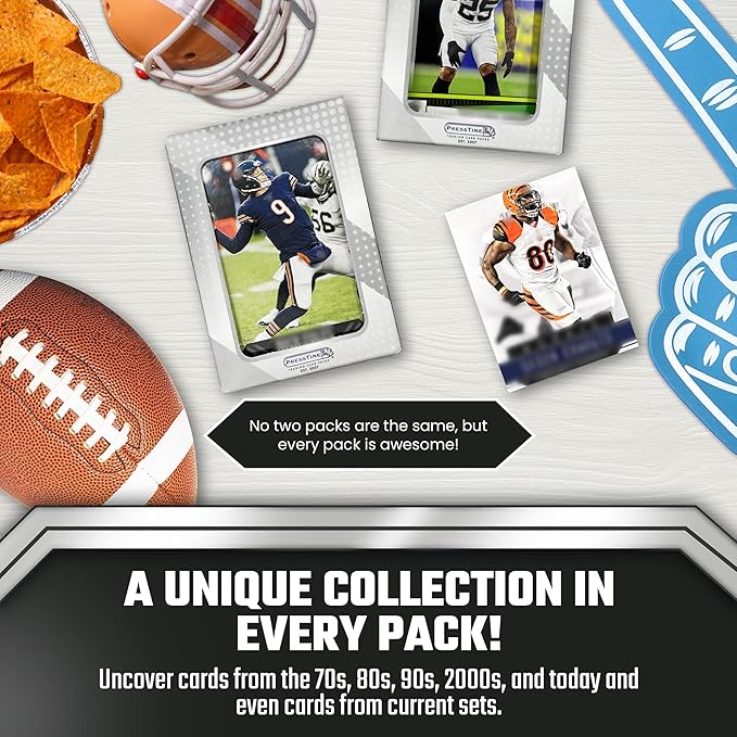 100 Assorted Football Cards – Football Trading Card Packs Variety from 1970s to Present Plus 2 Memorabilia Cards (Autograph or Jersey) – Sports Trading Cards from Trusted Brands – Collector Mix