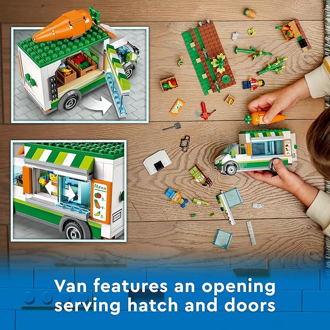 LEGO City Farmers Market Van 60345 Building Toy Set for Kids Boys and Girls Ages 5+ Mobile Farm Shop Playset with 3 Minifigures (310 Pieces)