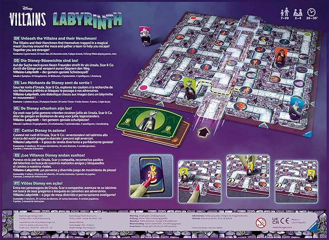 Ravensburger Disney Villains Labyrinth Board Game - Engaging Family Fun for Ages 7 and Up - Dynamic Maze Puzzle - Quality Design - Ideal Gift for Disney Fans