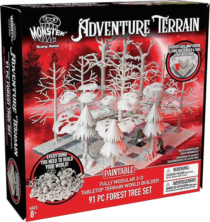 Monster Adventure Terrain 3D Dungeon Interchangeable Builder System - 91pc PAINTABLE Forest Tree Set- Build Modular Worlds in a Snap &amp Elevate Your Campaign- Compatible with DND Dungeons &amp Dra