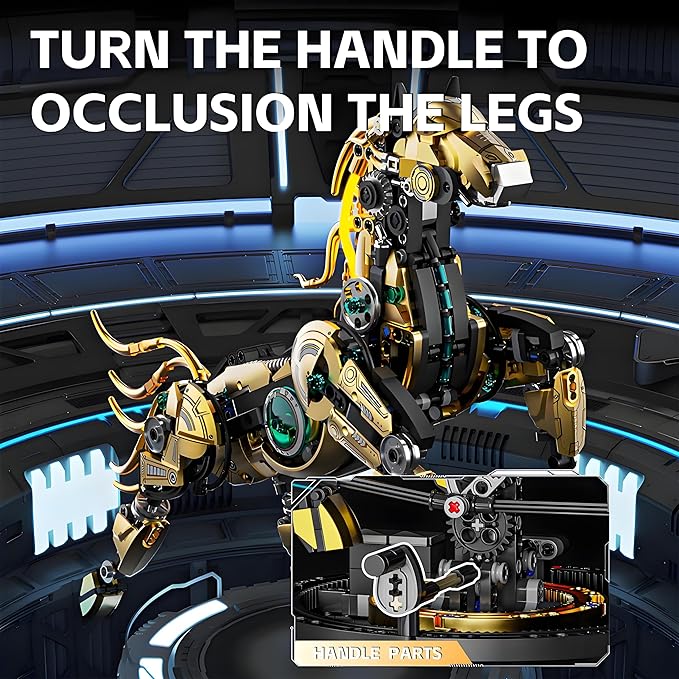 Mechanical Horse Building Block Set Build &amp Pose with Movable Legs – Engaging DIY Model Kit for Kids and Teens
