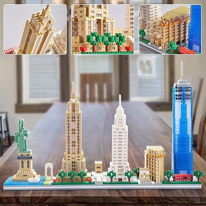 New York Iconic Architecture Skyline Micro Building Blocks – Challenging Construction Set for Adults and Teens 14+ 3452 Pieces Perfect Home and Office Decoration Gift for Friends