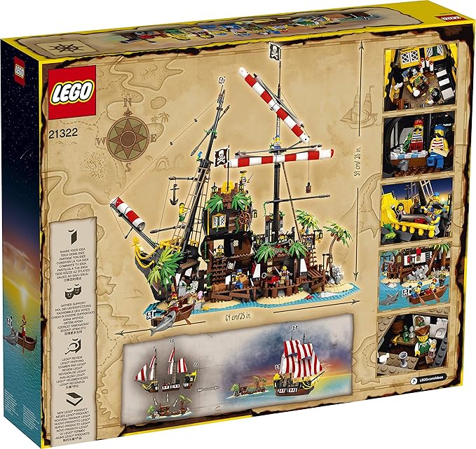 Lego® Ideas Pirates of Barracuda Bay 21322 Pirate Shipwreck Model Building Kit for Play and Display