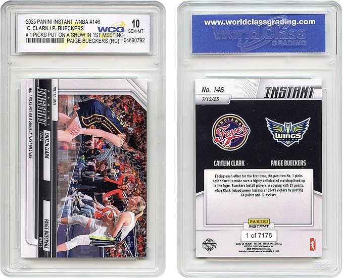 2025 Panini WNBA Caitlin Clark &amp Paige BUECKERS #1 Picks Dual Rookie Card #146 - Graded GEM Mint 10