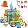 Magnetic Tiles for Kids 62PCS Magnatiles Building with Storage Bag Set Toddler Construction STEM Small Travel Tiles Micro Toys for Kid Ages 3 4 5 6 7 8 9 10 Preschool Boys Girls Birthday