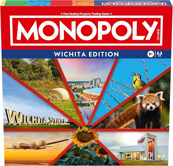Monopoly Board Game – Wichita KS Edition: 2-6 Players Family Board Games for Kids and Adults Board Games for Kids 8 and Up Great for Game Night